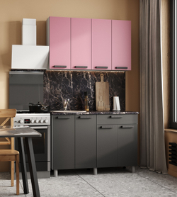 Кухня Осло, 1,2м Карбон Сакура/Карбон Вулкан