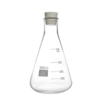 Колба коническая, 500 мл, узкое горло, с резиновой пробкой