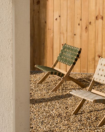 Складное кресло Chabeli из массива акации и шнура зеленого цвета La Forma Испания 