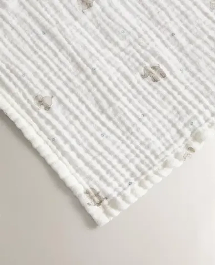 ZARA HOME ДЕТСКАЯ ПРОСТЫНЯ С ПРИНТОМ "СЛОН", СЕРЫЙ