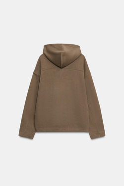 ZARA МЯГКОЕ ХУДИ С КАПЮШОНОМ, ТЕМНЫЙ СЕРО-КОРИЧНЕВЫЙ
