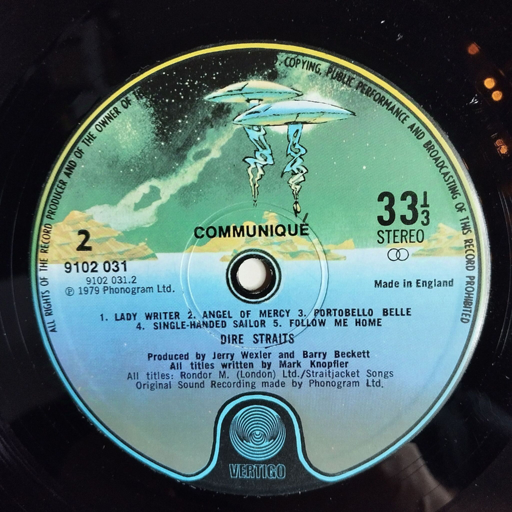 Винтажная виниловая пластинка LP Dire Straits Communique (UK 1979) Lady Writer