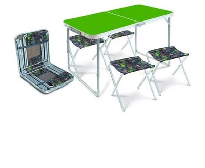 Комплект походный стол складн. Пласт. Влагост. 50 х 100 см+ 4 стула (дубовые листья) сст-к2/6 "Nika"