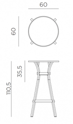 Стол пластиковый барный Nardi Combo High 60, терра
