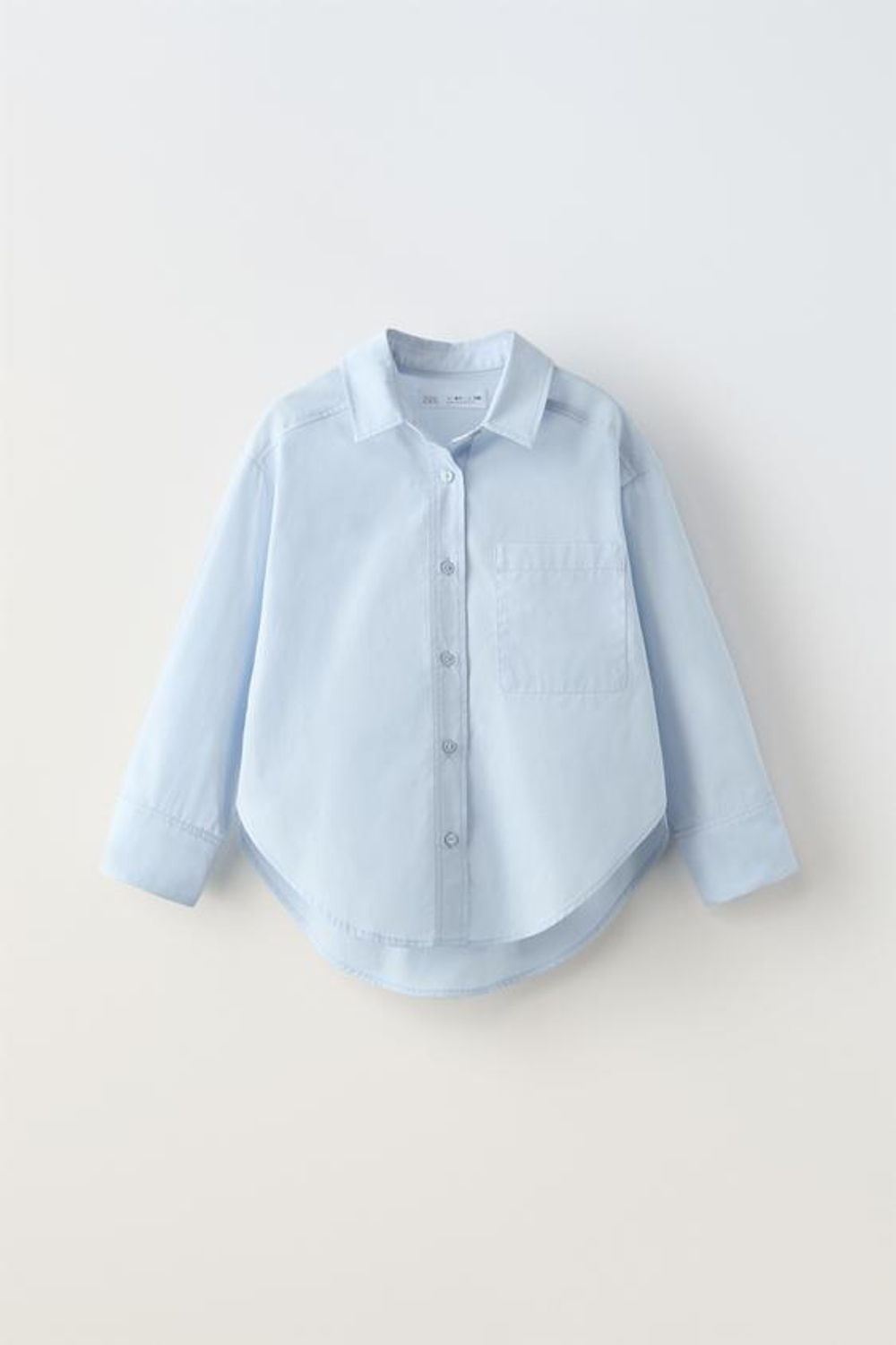 ZARA РУБАШКА ИЗ ПОПЛИНА, ГОЛУБОЙ