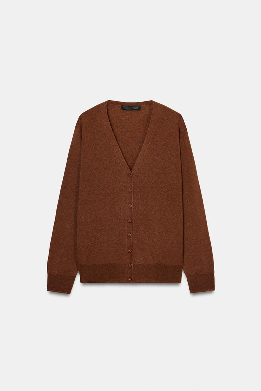 ZARA КАРДИГАН ИЗ 100% СВЕРХМЯГКОЙ ШЕРСТИ, КОРИЧНЕВЫЙ