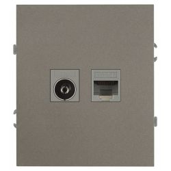 Розетка ЭРА Arktik 16-3110-07 комбинированная RJ45+TV титан | Эра Arktik