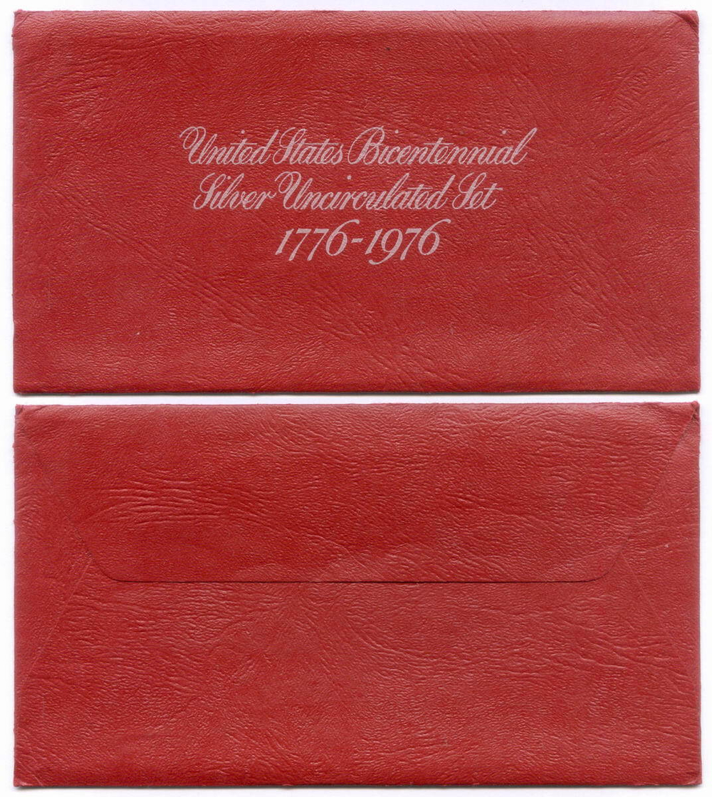 Набор 1, 1/2 и 1/4 доллара 1976 год (S). США. 200-летие Декларации независимости. Серебро. UNC в родной запайке и конверте