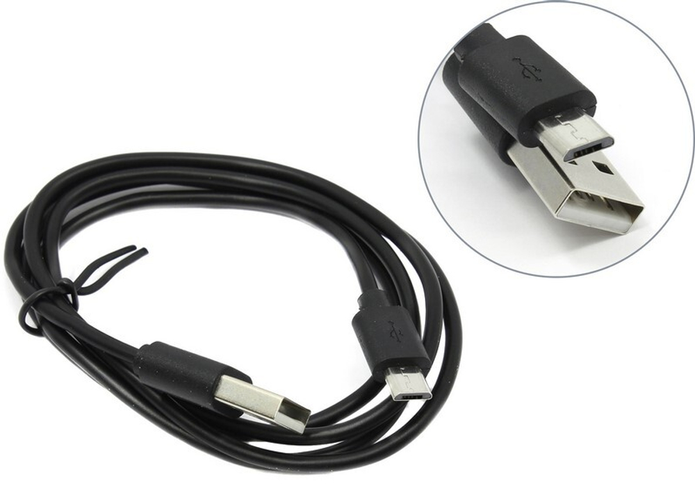 Кабель USB - Micro MEGA 2A длинный разъем (черный) 2м