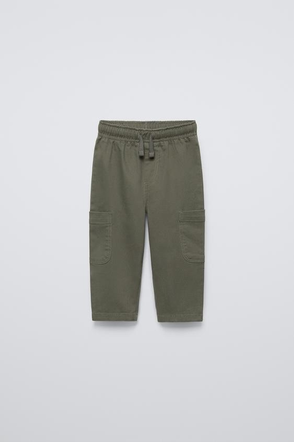 ZARA БРЮКИ STRAIGHT ИЗ ТВИЛА СО ШНУРКАМИ, ЗЕЛЕНЫЙ