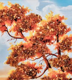 AMB-01/22 Картина «Маяк на краю земли» (с янтарной крошкой) пласт.рамка 33х42см