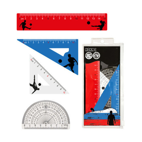 Набор чертежный (линейка 15 см 2 треуг трансп) КОКОС Футбол патриот (423510)