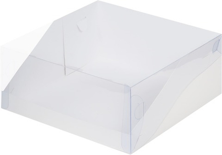 Коробка для торта с прозрачной крышкой белая 23,5х23,5х10 см