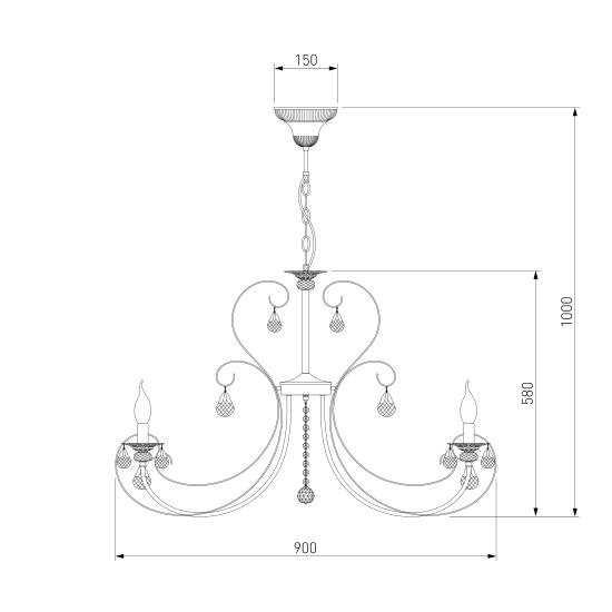 3305/12 / подвесной светильник /   белый с золотом/прозрачный хрусталь Strotskis