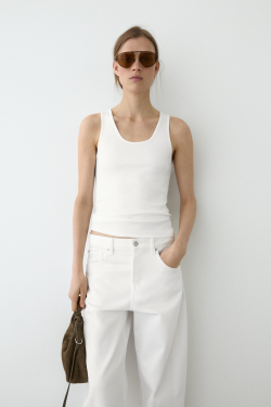 Massimo Dutti Топ на бретелях с вырезом, белый