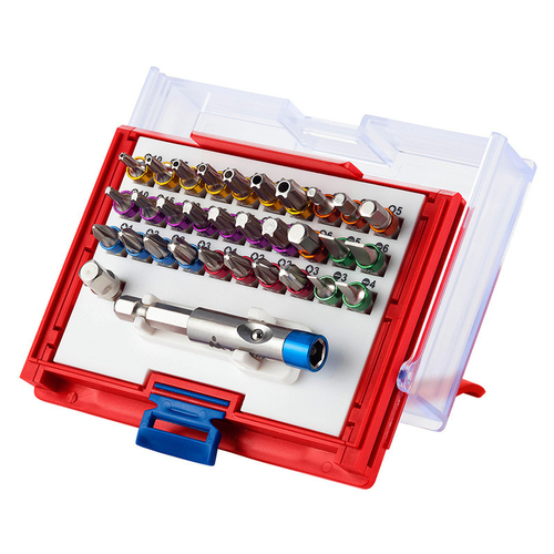 МАСТАК (058-10032C) Набор вставок (бит) 1/4", TORX, HEX, Pozidriv, Phillips, Slotted, 32 предмета