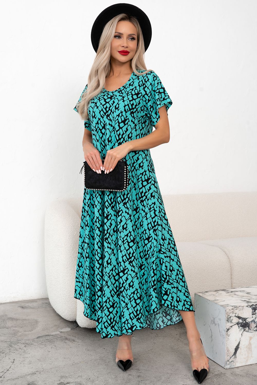 Платье Магия лета (бирюза/черный) Р11-867/34 Nikol