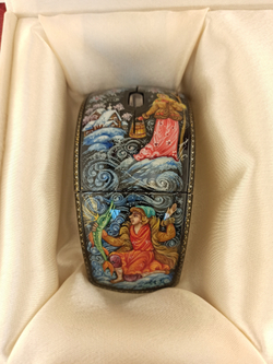 Набор №3 мышь компьютерная "Емеля" и шариковая авторучка с росписью Палех