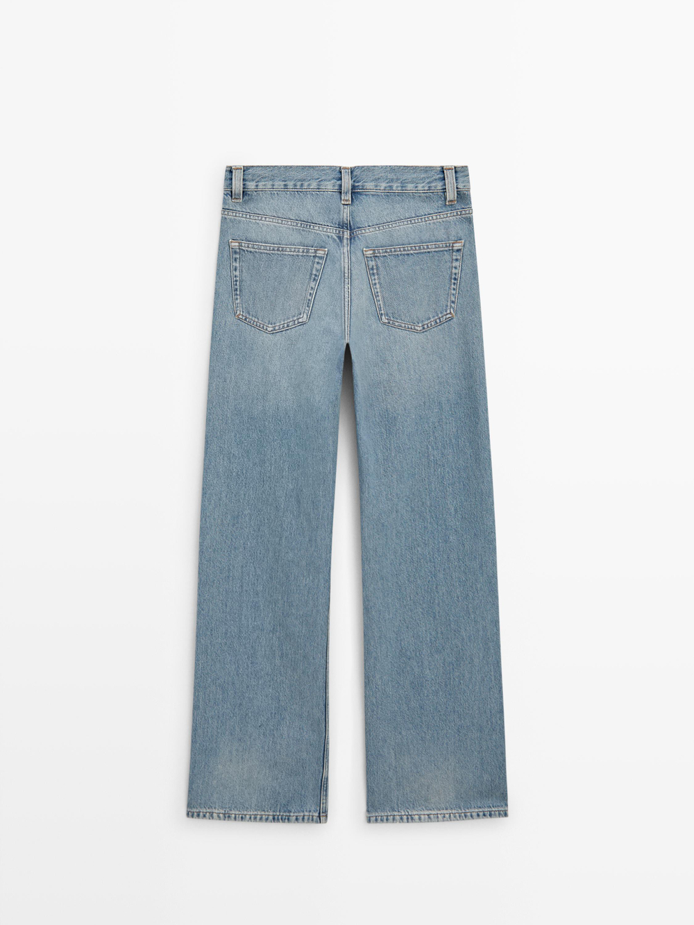 Massimo Dutti Джинсы с высокой талией и широкими штанинами, светло-голубой