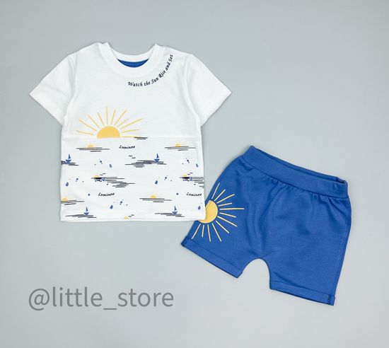 Комплект хлопковый "На горизонте" белый/синий