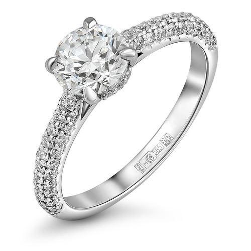 Кольцо с бриллиантами из белого золота 750 пробы 1.507 ct