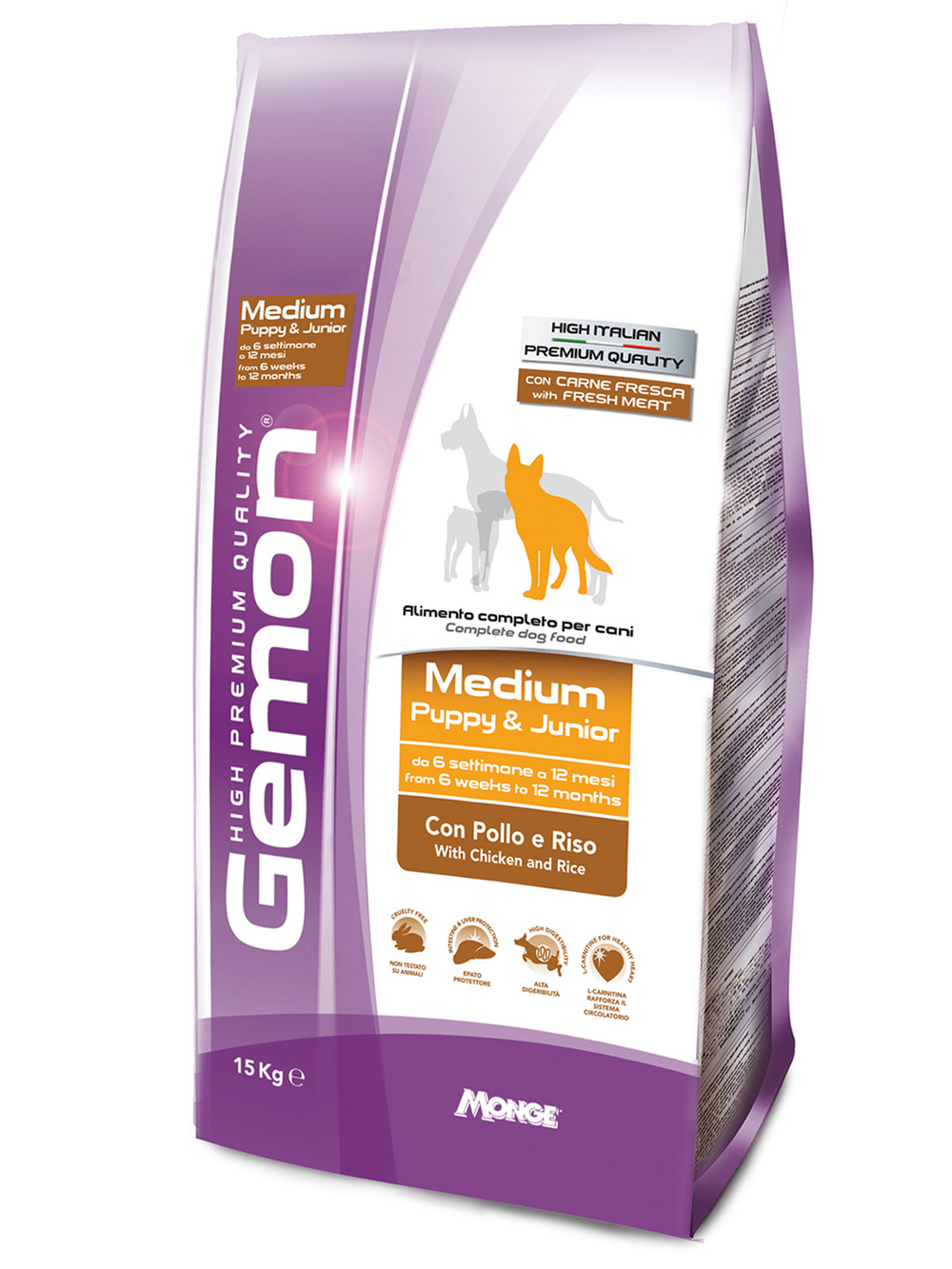 Сухой корм Gemon Dog Medium для щенков средних пород, с курицей с рисом 15 кг