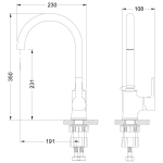 LM0505C Эвитта Смеситель для кухни с высоким поворотным изливом, хром