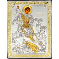 Георгий Победоносец. Икона в серебряном окладе. 8,4 х 11,2 см