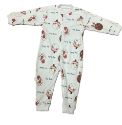 Комбинезон с новогодним принтом из хлопка на кнопках с открытыми ножками на рост 80 см