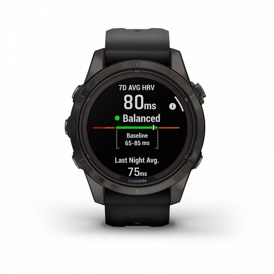Умные часы Garmin Fenix 7S Pro Sapphire Solar титановый угольно-серый DLC с силиконовым ремешком