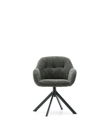 Dorina Вращающееся кресло из зеленого шенилла и стальными зелеными ножками Испания 