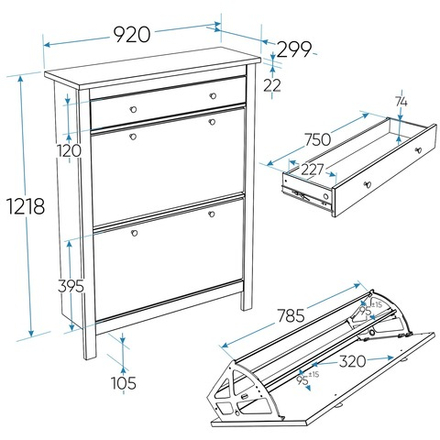 САГА тумба для обуви, 2 двери 1 ящик, 92х122 белая