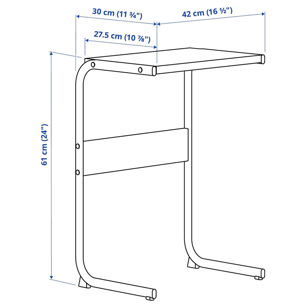 Приставной столик IKEA BRUKSVARA (БРУКСВАРА), Красный, 42х30 см