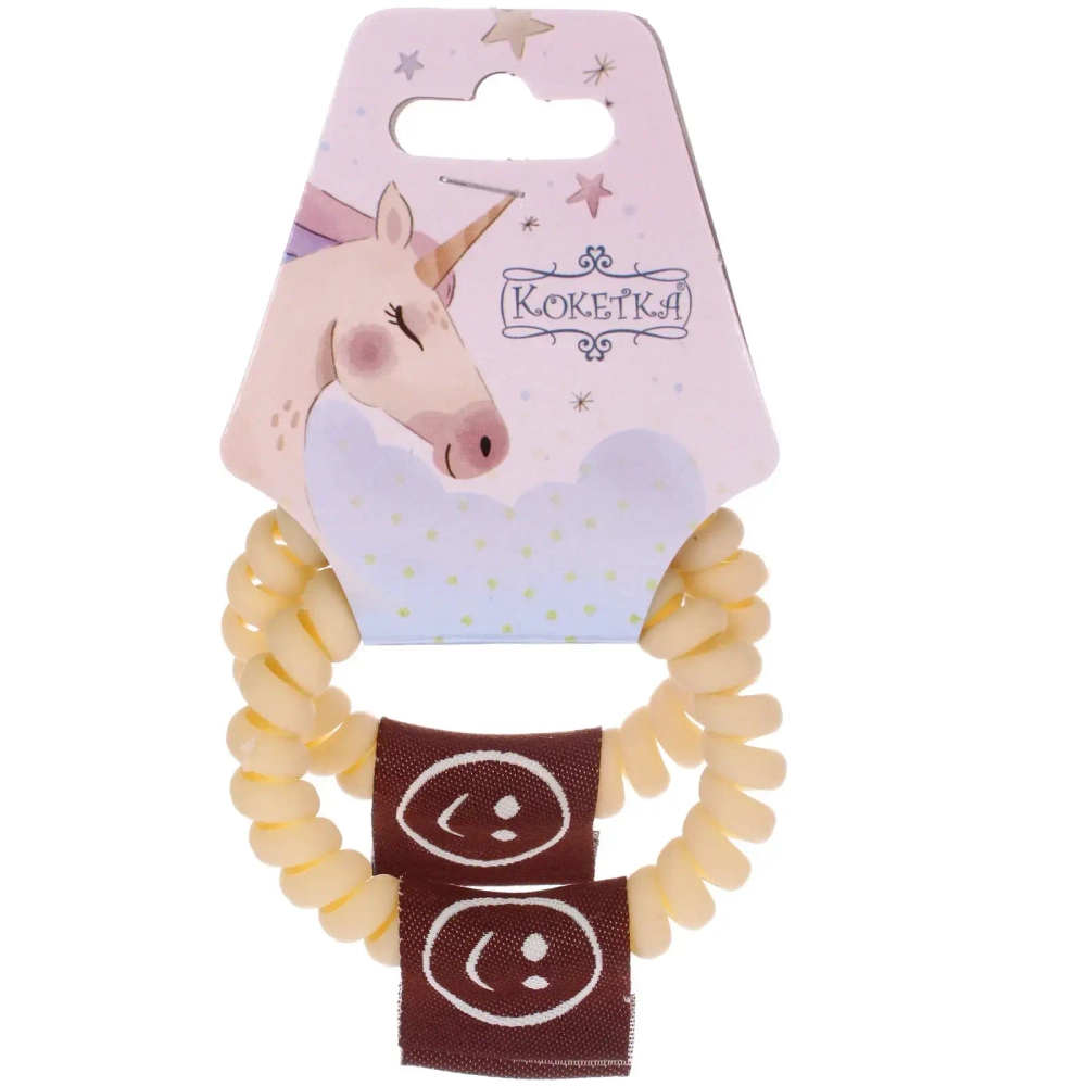 Резинки для волос силиконовые 2шт «MARZIPAN», шоколад, цвет молочный, d-5,5см (подвес Единорог)●