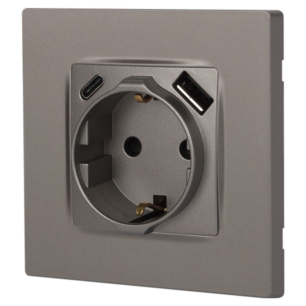 Розетка ЭРА Серия 12 12-4108-16 2P+E 16A-250В со шторками с USB type-A+C 5В-3А титан