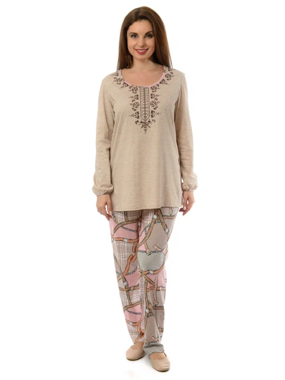 Брюки Б-18/розовый-цепи