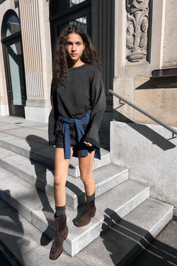 ZARA ЗАМШЕВЫЕ БОТИЛЬОНЫ НА КАБЛУКЕ, КОРИЧНЕВЫЙ