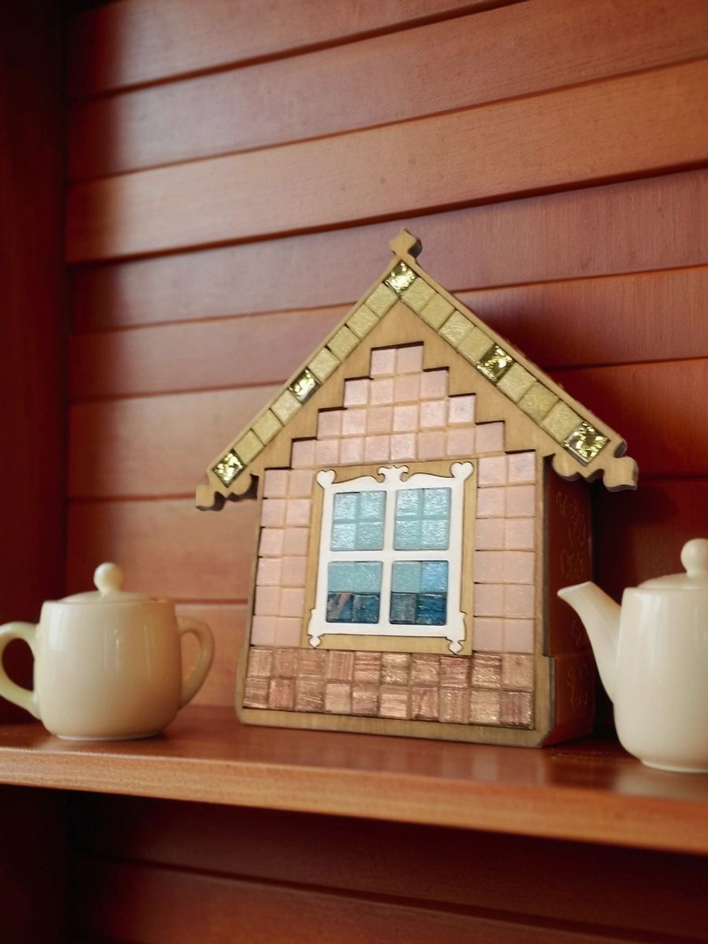 Набор для творчества стеклянная мозаика Домик . Витражное стекло , перламутровый . 8 цветов , 40 элементов .