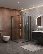 Душевой уголок Cezares MOLVENO-A-22-100+30-C-GM-IV, 130х130х195, профиль оружейная сталь, прозрачное стекло