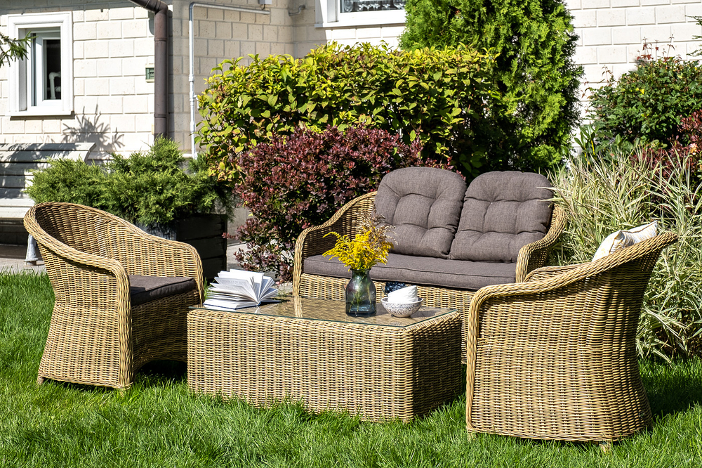 "Равенна" диван двухместный плетенный из ротанга, цвет соломенный