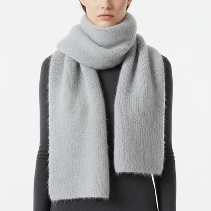 Шарф из кид мохера на шелке, жемчужный