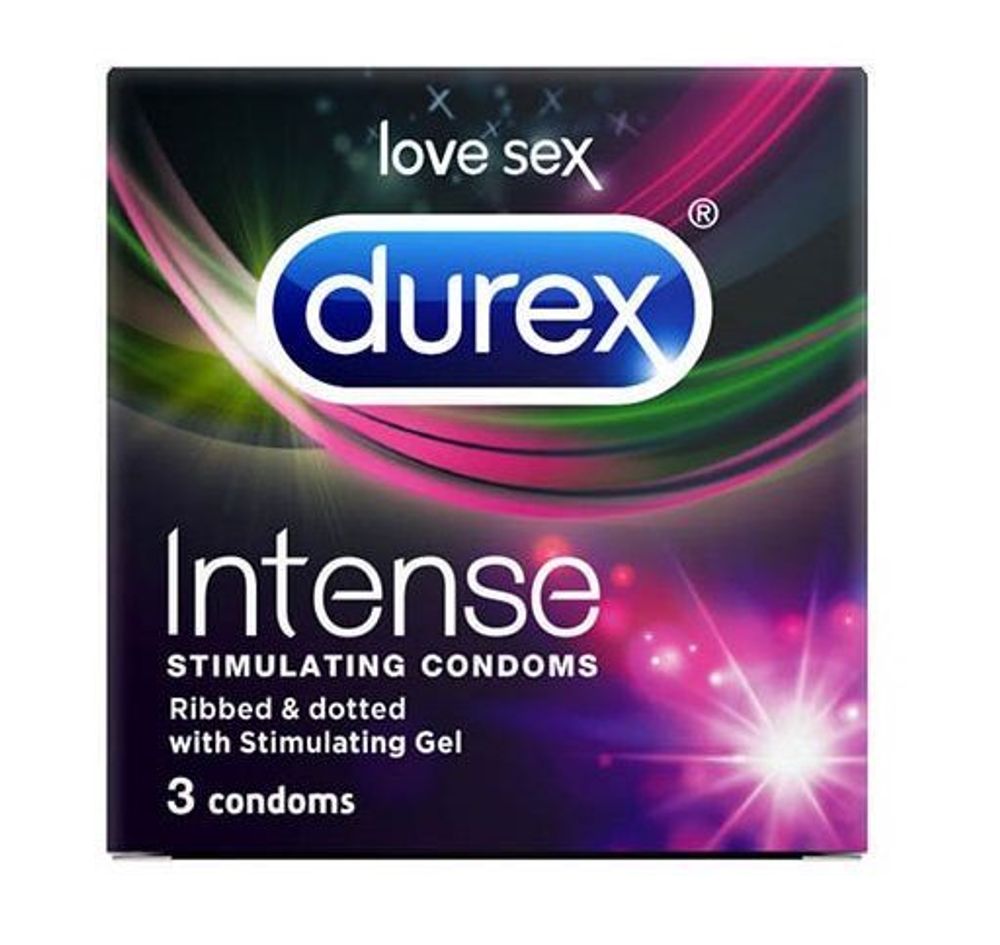 Рельефные презервативы со стимулирующей смазкой Durex Intense Orgasmic - 3 шт.