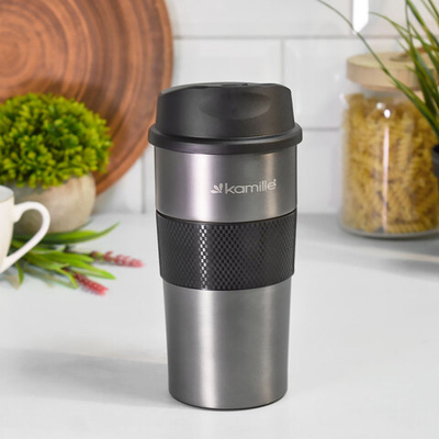Термокружка 480мл нерж "Kamile", TPR-вставка, графит, 2150A