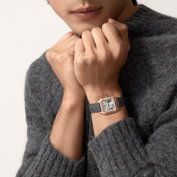 CARTIER SANTOS DE Quartz Movement Women"s Watch 27.5*38mm White Dial 18K Rose Gold Watch Case