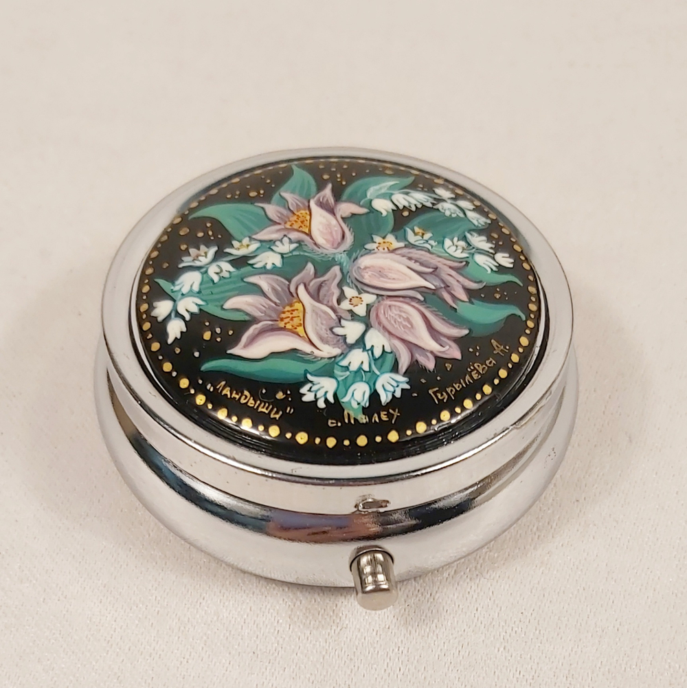 Таблетница с ручной росписью Палех "Ландыши"