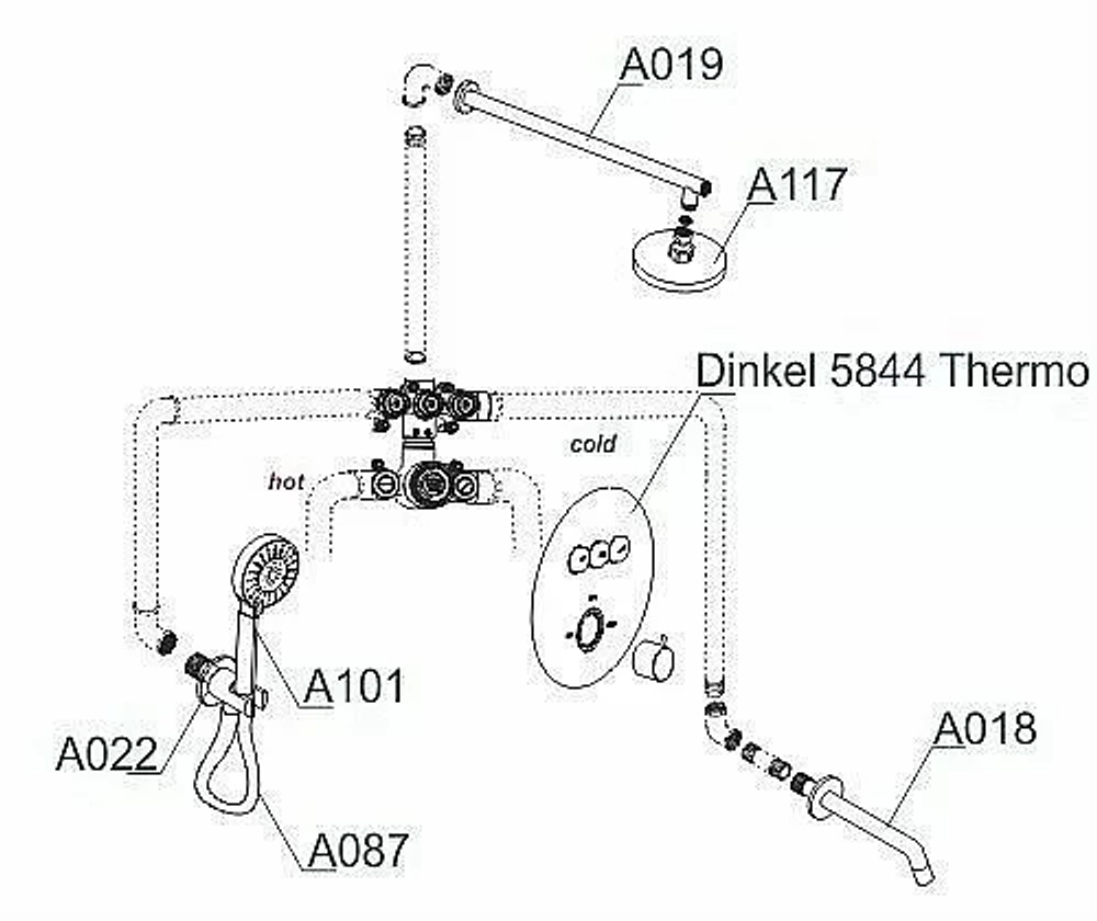 Душевая система WasserKRAFT Dinkel 5800 A175817