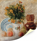 Картина для интерьера Ваза с цветами, кофейник и фрукты, Ван Гог, печать на холсте Настене.рф