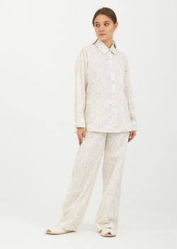Пижама (брюки-рубашка) принт 232-01, р XL