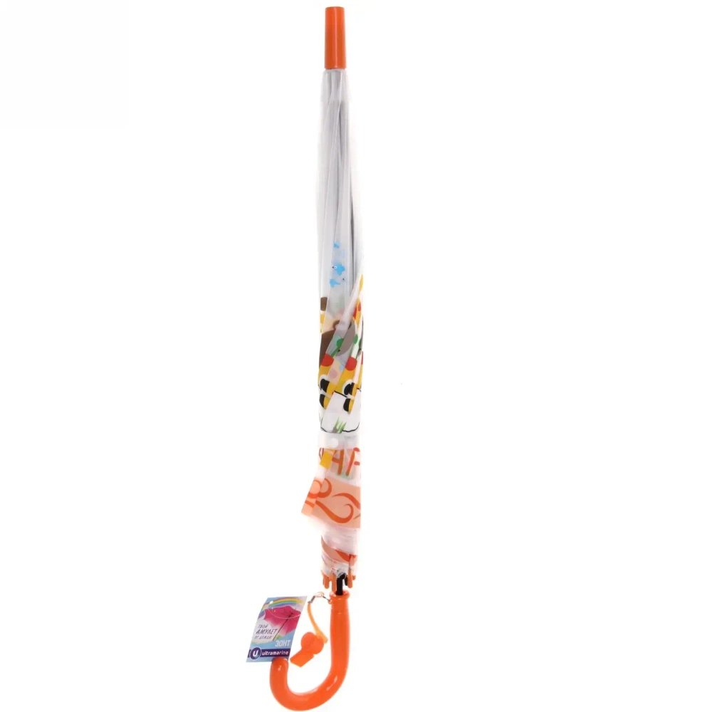 Зонт детский полуавтомат «Ultramarine - Весёлые зверята», микс 6 цветов, 8 спиц, d-98см, длина в слож. виде 65см