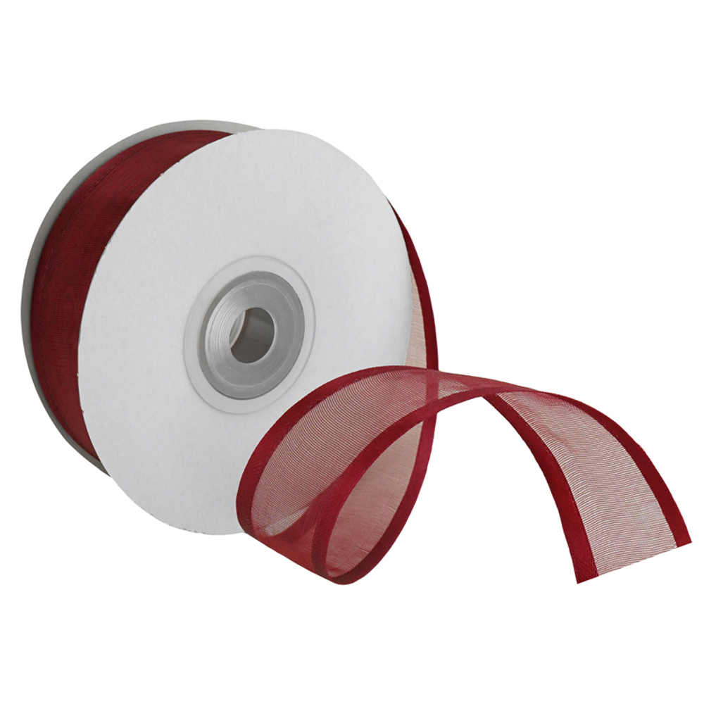 Лента половинки атлас и органза бордовый 2,5 см